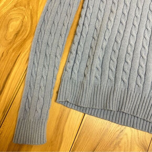 Lauren Ralph Lauren 100% Cashmere Light Blue Cable Knit Turtleneck Sweater S - Picture 11 of 13